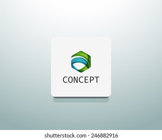 Abstract logo design, wave shape hexagon. Business concept
