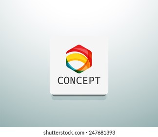 Abstract logo design, wave shape hexagon. Business concept