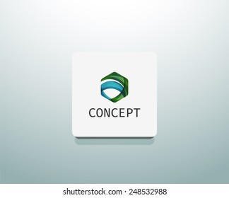Abstract logo design, wave shape hexagon. Business concept