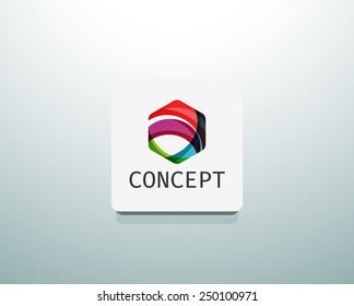 Abstract logo design, wave shape hexagon. Business concept