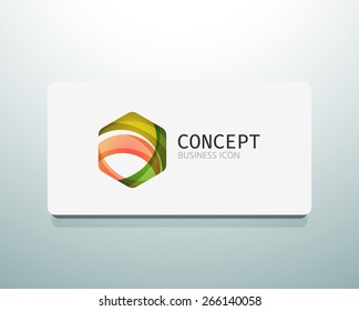 Abstract logo design, wave shape hexagon. Business concept