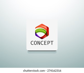 Abstract logo design, wave shape hexagon. Business concept