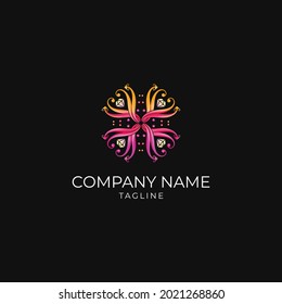 Logo abstracto con diamante y elementos coloridos. Se puede usar para empresas de moda.