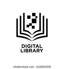 Abstract logo for digital library. Logo concept for digital e-book and online learning. Internet things for educational program logo.