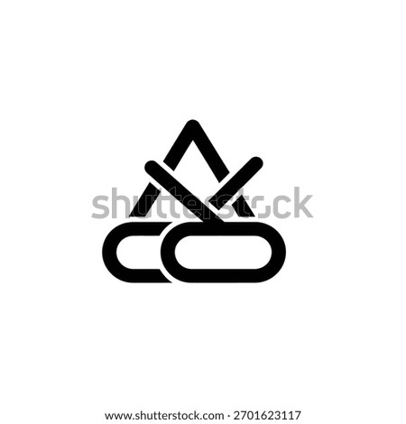 An abstract logo is displayed with a black filled triangular shape, intersected by two rounded-corner oblongs in a minimalist composition, over a white background.