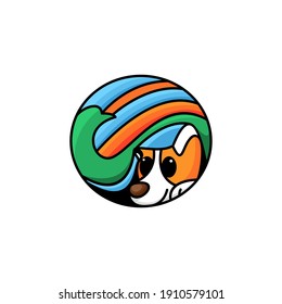 Abstract logo . dog with bird and world concept design vector