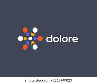 Abstract logo from dots or circles. Molecule logotype. Creative science technology energy vector sign. Vector illustration.