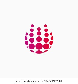 
Abstract logo from dots. Isolated dynamical technology sign.