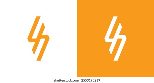 Abstract logo double letter S in lightning shape, simple double S logo