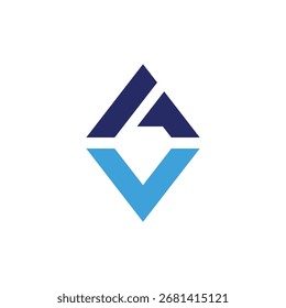Un logotipo abstracto con un estilo dinámico y geométrico, que combina las letras 'G' y 'V' o 'A' y 'V'.