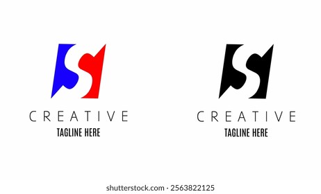 Abstract logo with dynamic red and blue shapes forming an "S," symbolizing energy, creativity, and innovation. Ideal for modern and professional brands