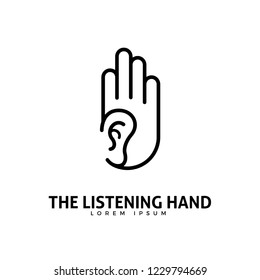 Abstract logo of an ear inside the hand