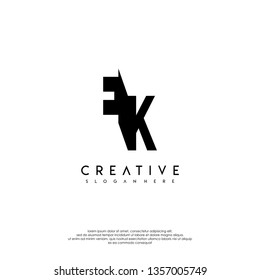 abstract logo EK letter in shadow design concept