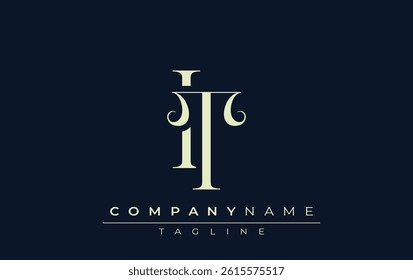 IT abstract Logo. Elegantly Designed Minimalist Monogram Logo with Stylish Lettering. Sophisticated and sleek minimalist monogram showcasing unique lettering design.