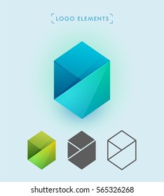 Abstract logo elements collection. Hexagon shape
