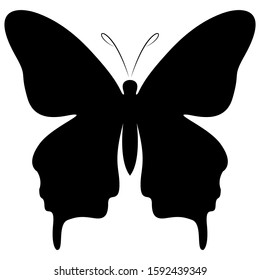 Abstract logo emblem design, butterfly silhouette, illustration for printing and packaging.