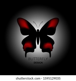 Abstract logo emblem design, butterfly silhouette, illustration for printing and packaging.