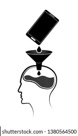 Abstract logo or emblem. Information gets from a mobile phone to a person s brain