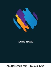 abstract logo enclosed in a cirle. Abstract vector logo in a linear style. colorful and dark background.