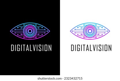 abstract logo with eye shape with concept of technology, cyber world, future suitable for technology business