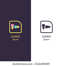 Abstract logo featuring colorful, irregular geometric shapes within a rounded square frame. Ideal for branding, creative businesses, design agencies, and technology themes.