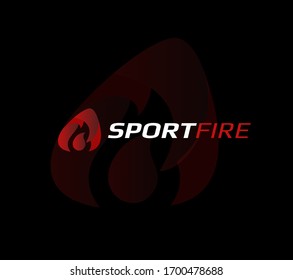 Gradiente de gradiente de incendio con logotipo abstracto y color rojo. Apropiado para la industria creativa, multimedia, entretenimiento, empresa deportiva y cualquier negocio relacionado.