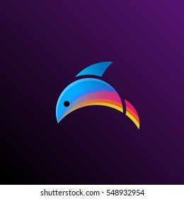 Abstract logo fish. For restaurants and cafe with seafood. Sign fishing, diving, fish shop and swimming pool concept.