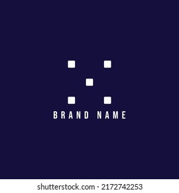 Abstract logo of five white squares.