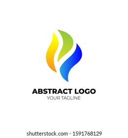 abstract logo with flame shape and gradient color vector illustration