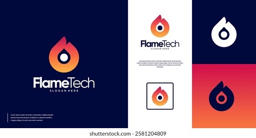 abstract logo flames, science education, future technology, graphic design template.