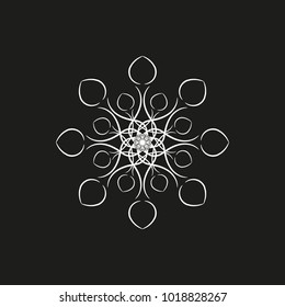 Abstract logo, floral pattern, Arabic style. Logo isolated on black. Vector.