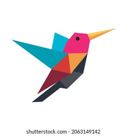 Abstract logo in the form of a bird caliber in lowpoly style.