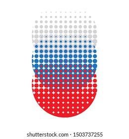 abstract logo in the form of circles of dots. blue, white, red- vector logo