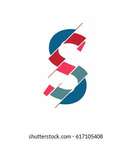 Abstract logo of the logo in the form of a letter S divided into several parts