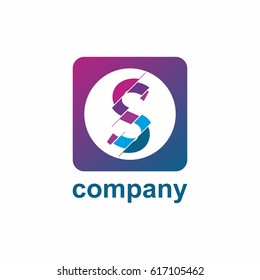 Abstract logo of the logo in the form of a letter S divided into several parts