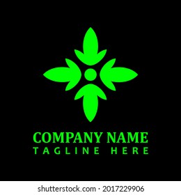 Logo abstracto en forma de flores verdes naturales, vector adecuado para necesidades de identidad empresarial o empresarial
