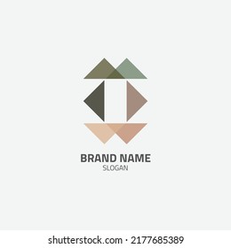 Abstract logo formed from several triangles.