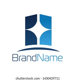 Abstract logo formed star in blue color
