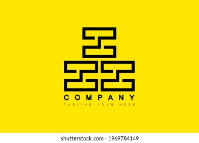 Abstract logo, forming like a brick layout geometric isolated on yellow background. suitable for all types of businesses, brands and industries. design vector icon illustration.
