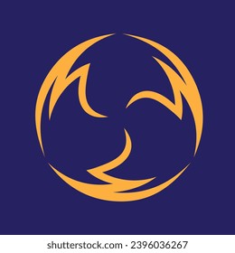 Abstract logo forming three
lightning with a combination of gold and blue