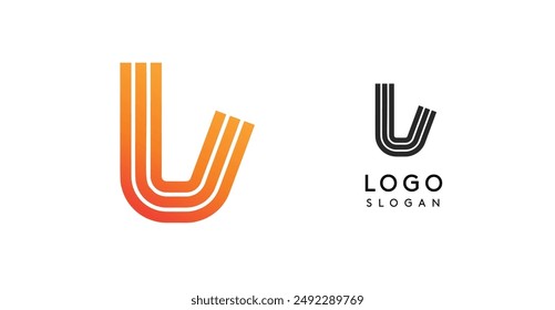 Abstract logo forming a unique geometric letter V design. Minimalistic and modern, ideal for branding, corporate identity, marketing materials, digital or print media. Vector illustration