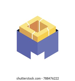 Abstract logo geometric box. Cube, square shape