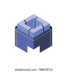 Abstract logo geometric box. Cube, square shape