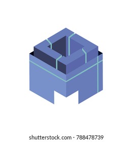 Abstract logo geometric box. Cube, square shape
