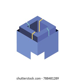 Abstract logo geometric box. Cube, square shape