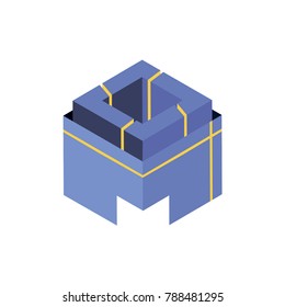 Abstract logo geometric box. Cube, square shape