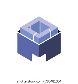 Abstract logo geometric box. Cube, square shape