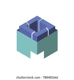 Abstract logo geometric box. Cube, square shape