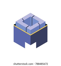 Abstract logo geometric box. Cube, square shape