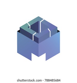 Abstract logo geometric box. Cube, square shape